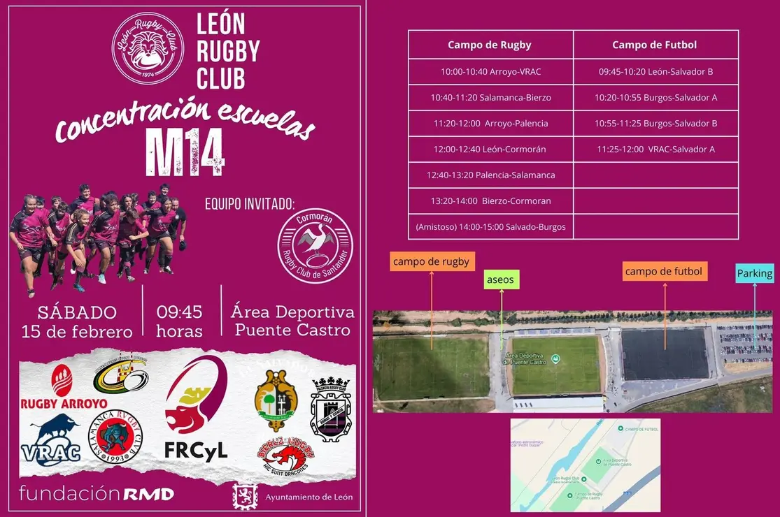 Cartel de la Concentración Escuelas M14 del León Rugby Club.