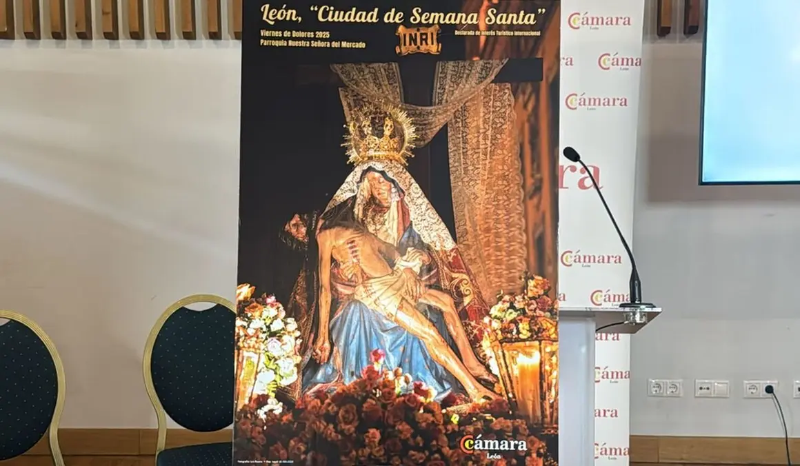 Cartel de la campaña de Semana Santa de León 2025 de la Cámara de Comercio.