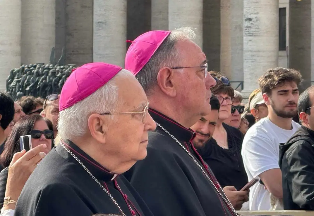 Los leoneses desplazados a Roma en un viaje coincidente con el fallecimiento del Papa Francisco han realizado en la capital vaticana la peregrinación a la Basílica de San Pedro, de Roma, en el marco de la celebración del Jubileo 2025 'Peregrinos de Esperanza’ con un sentido recuerdo y rezo de un responso por el eterno descanso del Papa Francisco. Fotos: Obispado de León