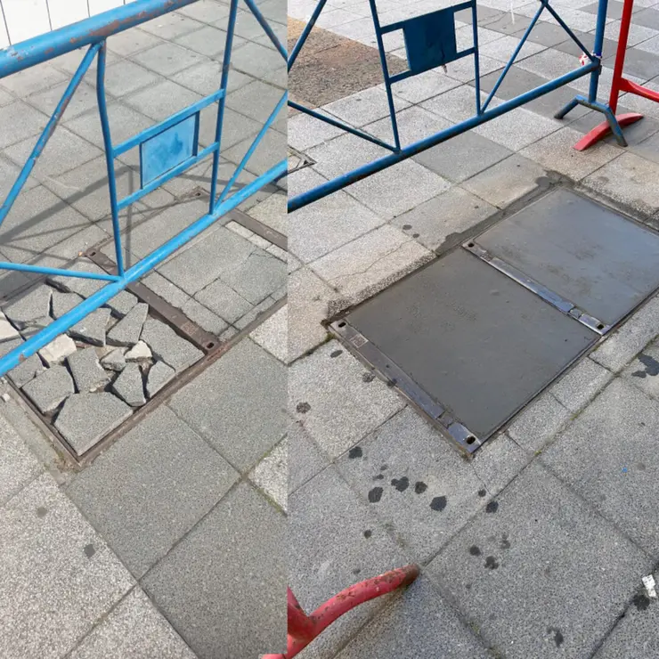 Aceras avda Compostilla antes y despúes