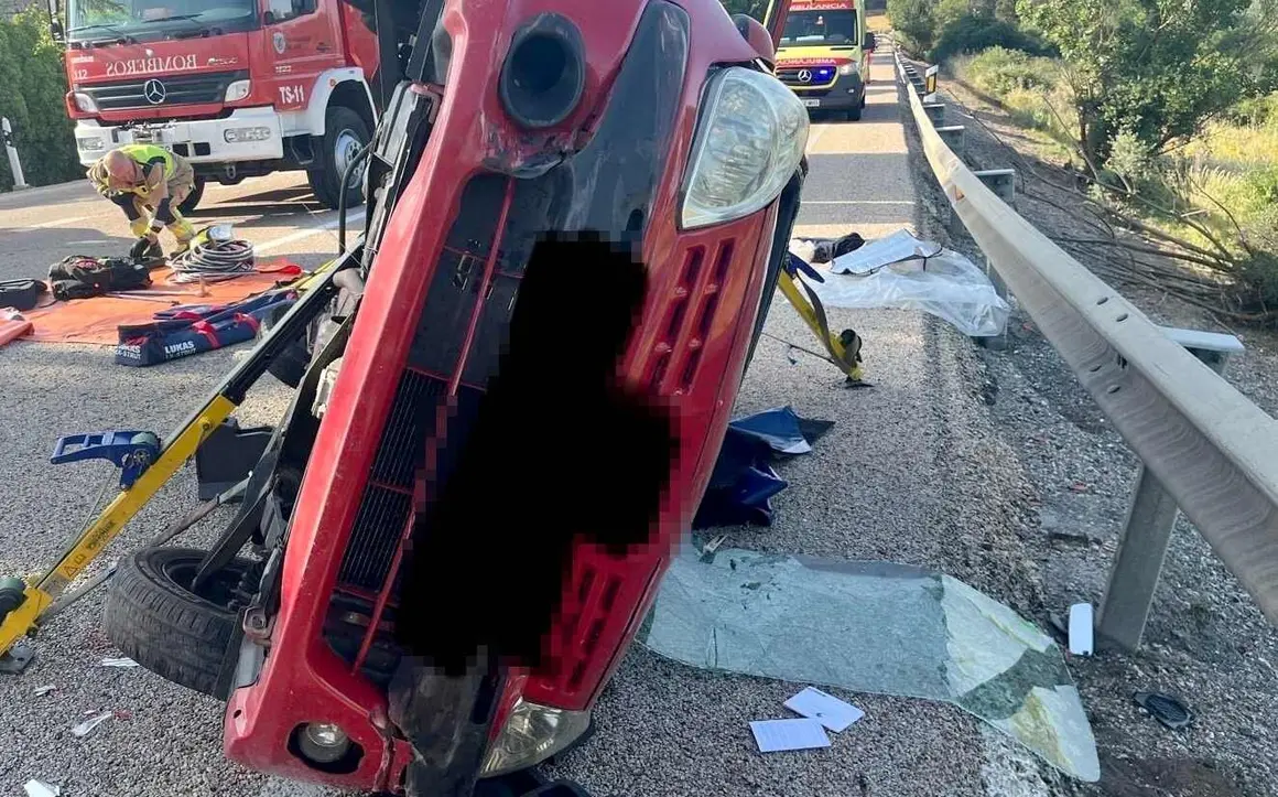 El vehículo accidentado, en una imagen de la Policía Local de León.