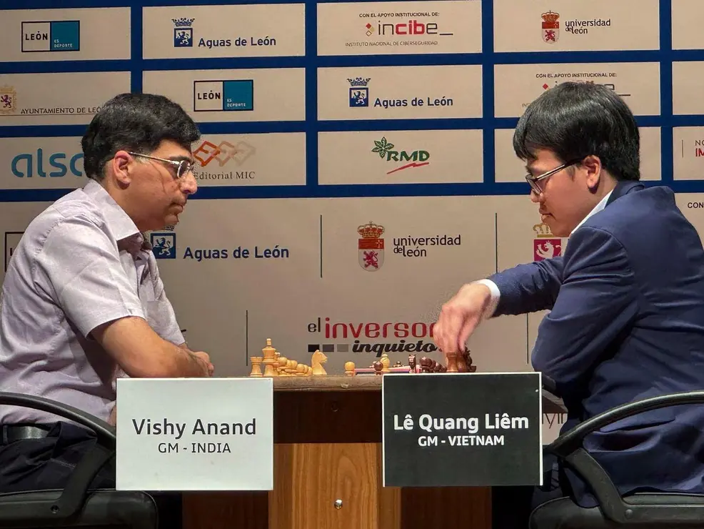 Lê Quang Liêm vence al pentacampeón mundial Anand y se proclama campeón del XXXVIII Magistral de Ajedrez de León. Foto: Luque
