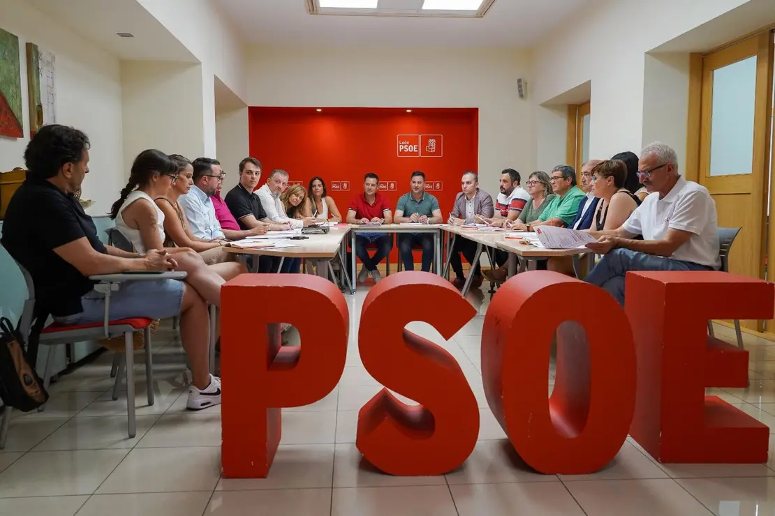 El secretario de Organización del Partido Socialista de Castilla y León, Daniel de la Rosa, mantiene una reunión de trabajo con el secretario de Organización del PSOE de León, Daniel San José. Foto: Campillo