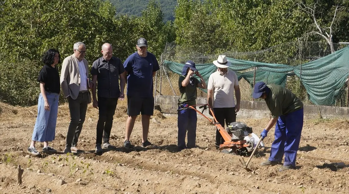 El presidente del Consejo Comarcal del Bierzo, Olegario Ramón, junto a la consejera comarcal de Formación y Empleo, Laura Fernández, el concejal de Acción Rural de Carracedelo, Daniel Morán, y el gerente de Alimentos de Calidad del Bierzo, Pablo Linares, durante la presentación del programa 'Agromentoring'
