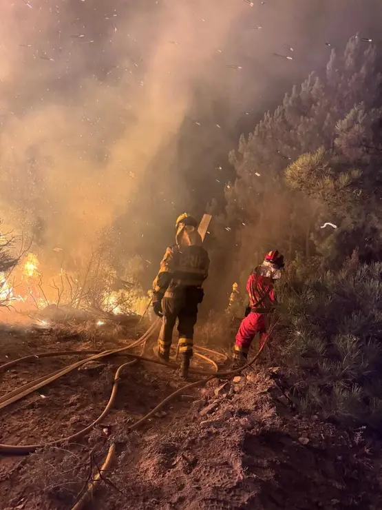 La UME durante su intervención en el incendio de Barniedo, en Boca de Huérgano. Foto: UME