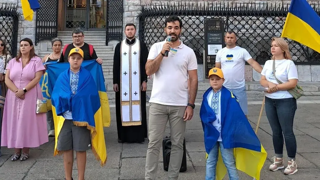Concentración Día de la Independencia de Ucrania en León. Foto: AALUD