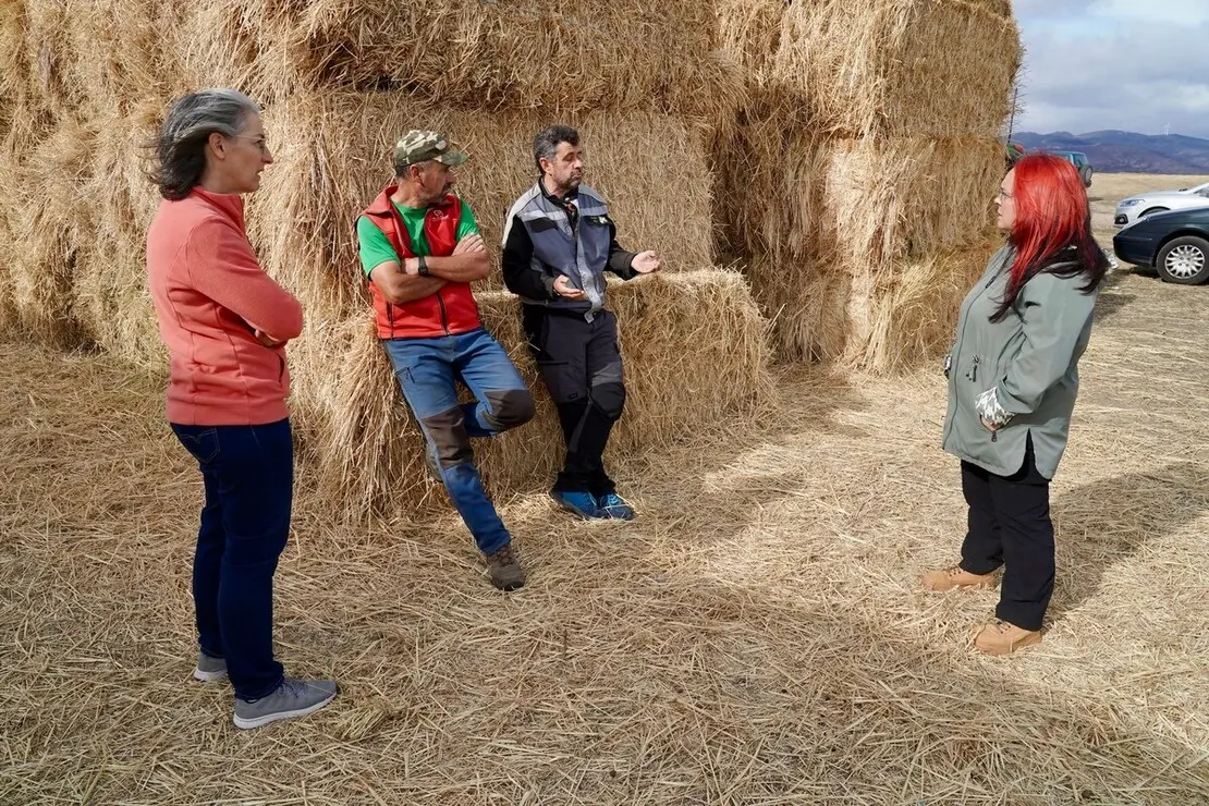 La consejera de Agricultura, Ganadería y Desarrollo Rural, María González Corral, visita una ganadería de ovino afectada por los incendios en Chana de Somoza, en el municipio de Lucillo (León)