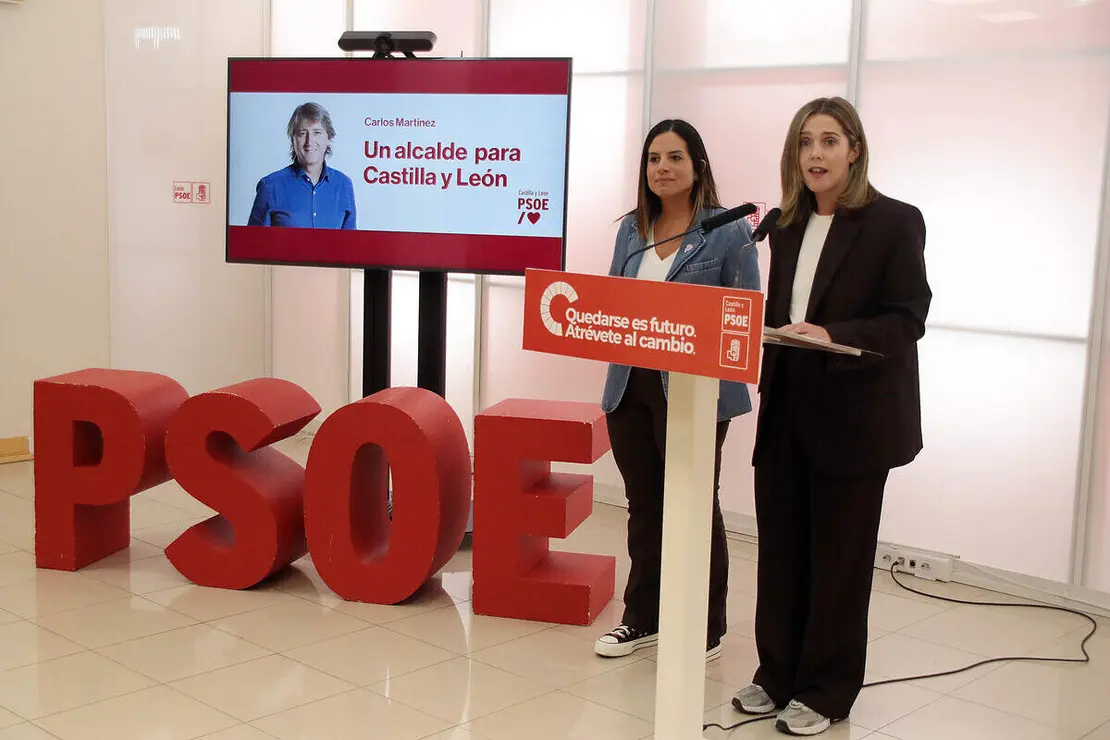La vicesecretaria general del Partido Socialista de Castilla y León, Nuria Rubio, y la secretaria de Igualdad, Lorena Valle, presentan el Manifiesto con motivo del Día Mundial de la Mujer Rural