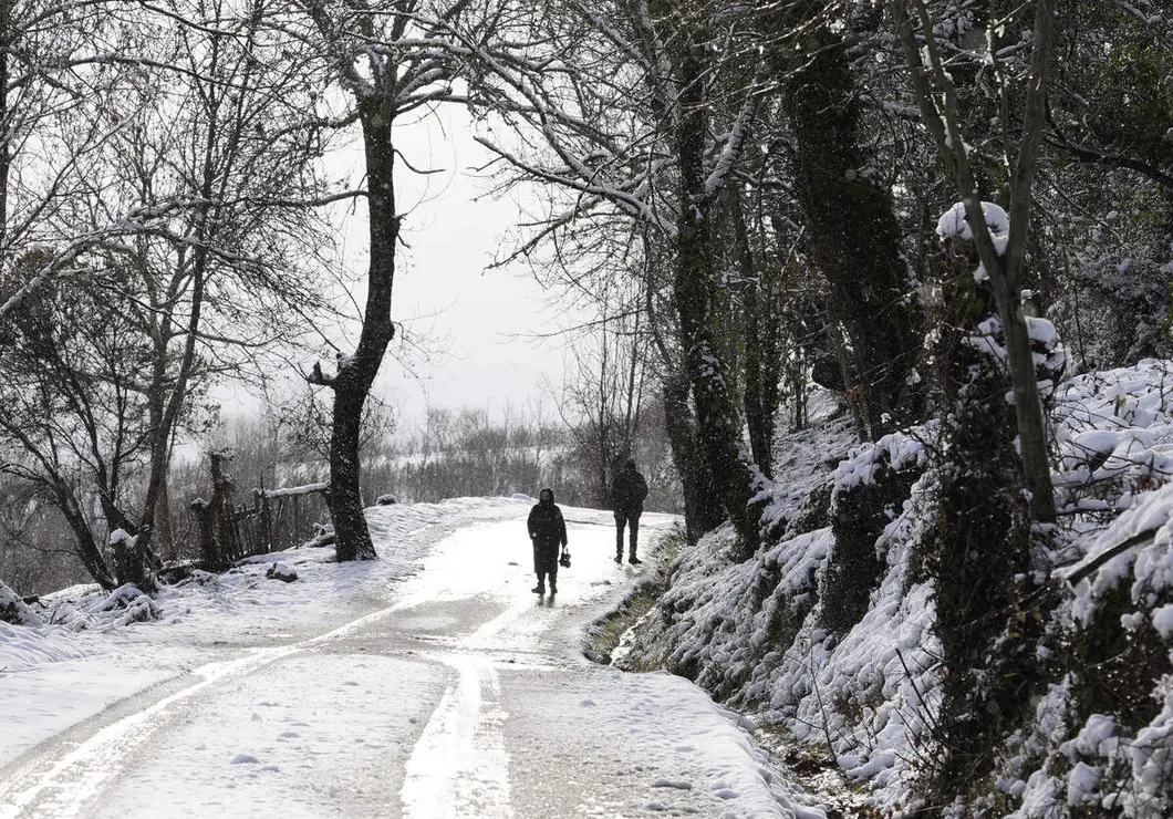 Temporal de nieve en el paraje natural de Las M&eacute;dulas (Le&oacute;n)