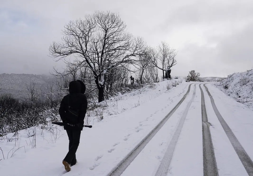 Temporal de nieve en el paraje natural de Las M&eacute;dulas (Le&oacute;n)