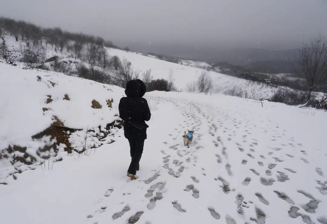 Temporal de nieve en el paraje natural de Las M&eacute;dulas (Le&oacute;n)