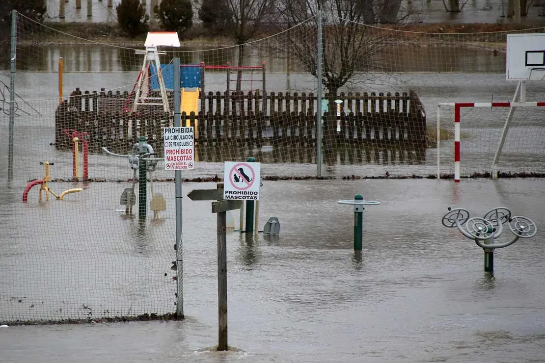 El r&iacute;o &Oacute;rbigo se desborda a su paso por Cebrones del R&iacute;o