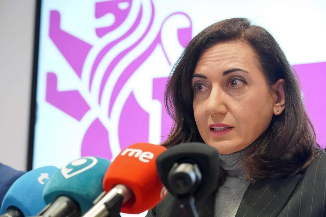 La secretaria general de Uni&oacute;n del Pueblo Leon&eacute;s y candidata a las Cortes de Castilla y Le&oacute;n, Alicia Gallego, y el vicesecretario general de UPL y n&uacute;mero 2 de la lista, Luis Mariano Santos, comparecen para hablar sobre los debates electorales televisados