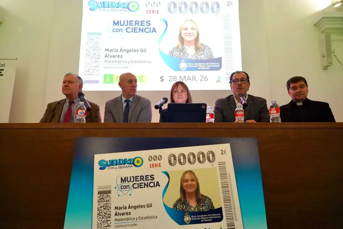 Presentaci&oacute;n del cup&oacute;n de la ONCE dedicado a la matem&aacute;tica M&ordf; &Aacute;ngeles Gil &Aacute;lvarez que pertenece a la serie &lsquo;Mujeres con Ciencia&rsquo;