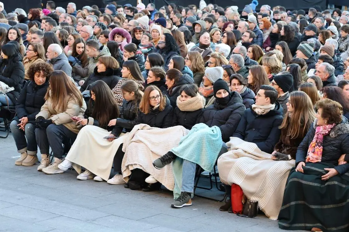 Celebraci&oacute;n del acto de &lsquo;El Encuentro&rsquo; en el transcurso de la Procesi&oacute;n de los Pasos de la Cofrad&iacute;a del Dulce Nombre de Jes&uacute;s Nazareno de la Semana Santa de Le&oacute;n