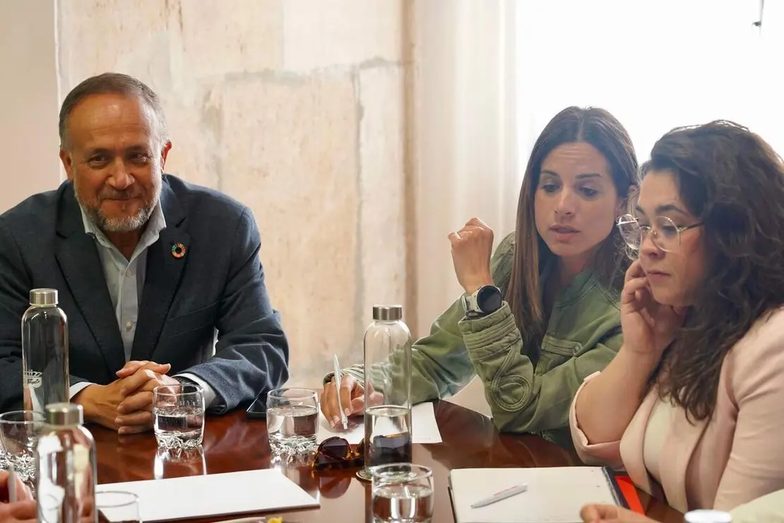 El secretario de Pol&iacute;tica Municipal del PSOE de Castilla y Le&oacute;n, Fran D&iacute;az, y el presidente de la Diputaci&oacute;n de Le&oacute;n, Gerardo &Aacute;lvarez Courel, mantienen un encuentro de trabajo con el Grupo Socialista. La vicesecretaria general del PSOECyL y vicepresidenta segunda de las Cortes, Nuria Rubio, tambi&eacute;n asiste al encuentro