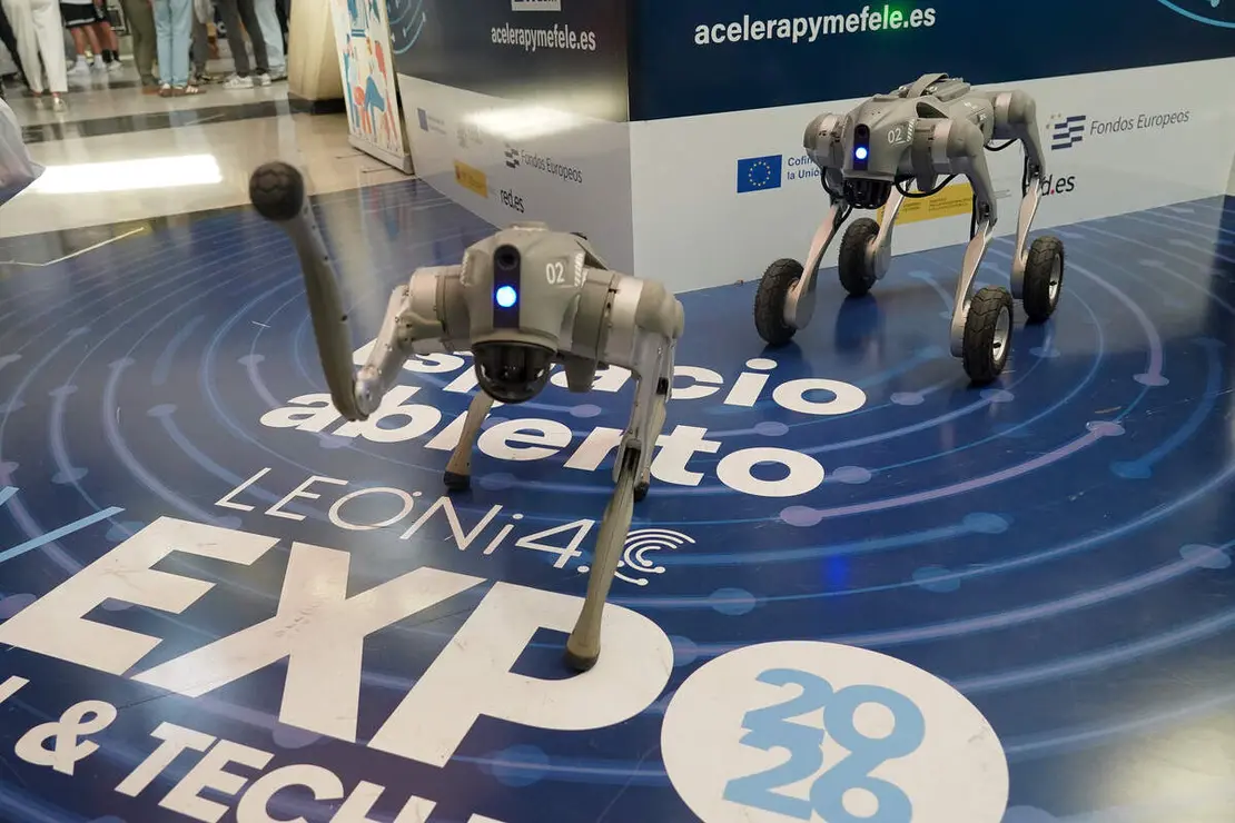 Acto de inauguraci&oacute;n de la V Expo Le&oacute;ni4 &lsquo;Digital &amp; Tech Forum&rsquo;, en el que participan la rectora de la Universidad de Le&oacute;n, Nuria Gonz&aacute;lez, el presidente de la Federaci&oacute;n Leonesa de Empresarios, Juan Mar&iacute;a Vallejo, el director de la Escuela de Ingenier&iacute;as, Joaqu&iacute;n Barreiro, y el presidente de Le&oacute;ni4, &Oacute;scar Rodriguez Ord&aacute;s, entre otros