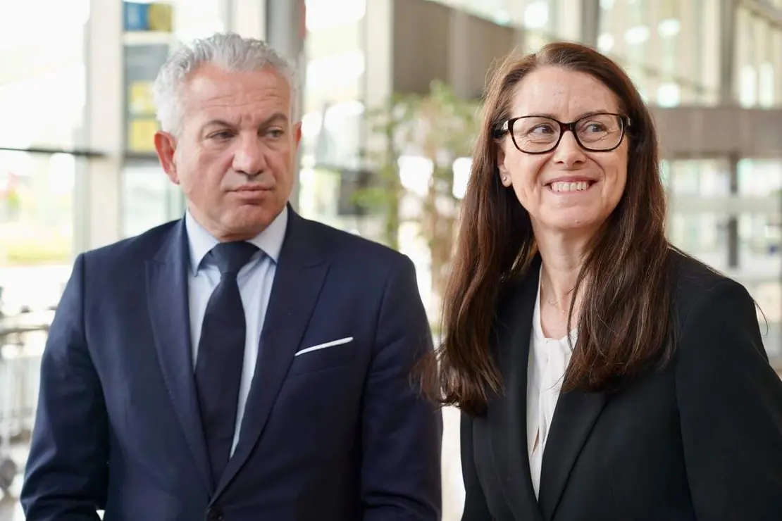 La directora general de Aeropuertos de Aena, Elena Mayoral y el delegado del Gobierno, Nicanor Sen, se re&uacute;nen con el presidente de la Diputaci&oacute;n de Le&oacute;n, Gerardo &Aacute;lvarez Courel, y el vicepresidente, Roberto Aller