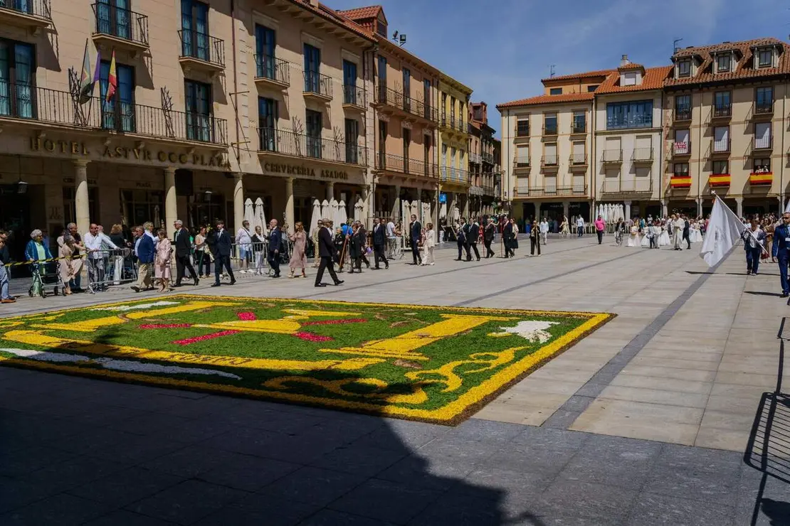 Una gran alfombra de flores decor&oacute; la plaza frente a la casa consistorial este domingo para la popular celebraci&oacute;n.