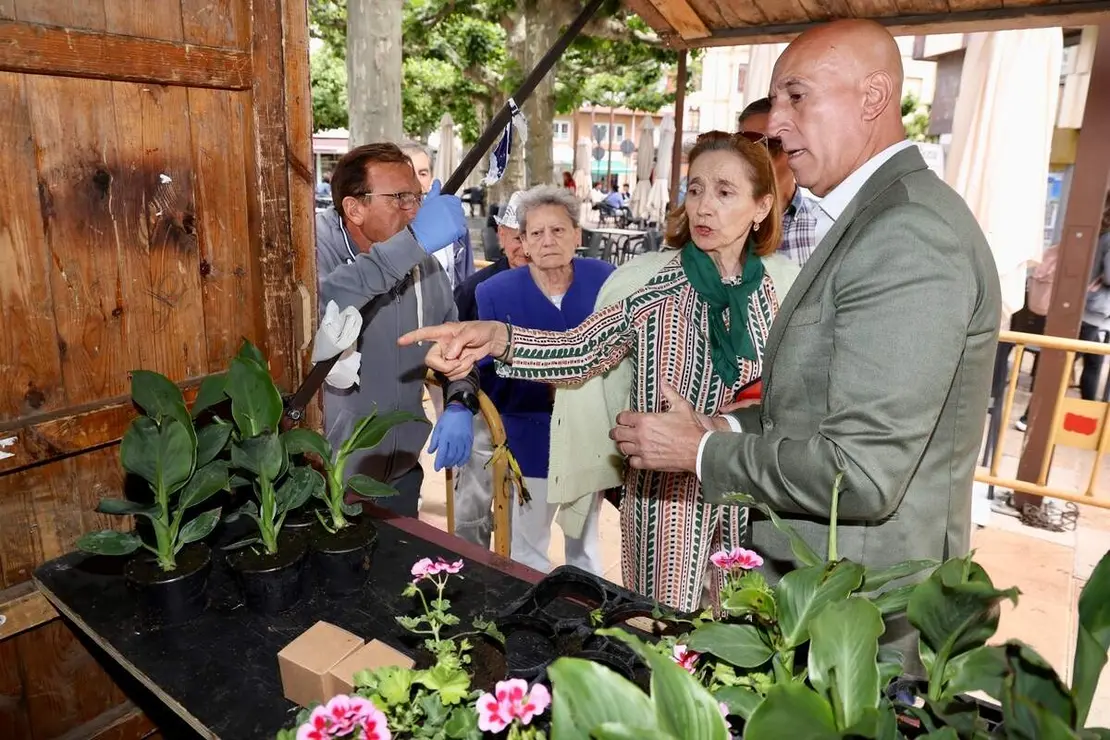 El alcalde de Le&oacute;n, Jos&eacute; Antonio Diez, participa en el reparto de plantas con motivo de los actos de conmemoraci&oacute;n del D&iacute;a Mundial del Medio Ambiente