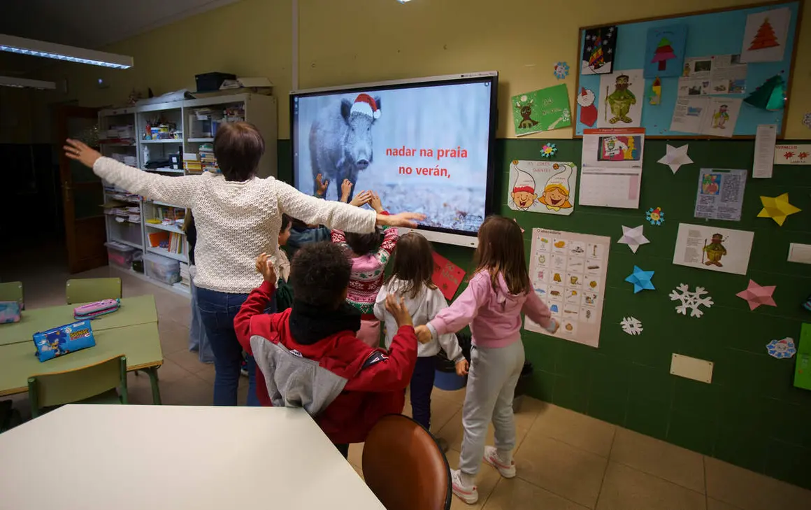 Aula de gallego en el colegio Garc&iacute;a Yebra de Ponferada, perteneciente al programa de la Junta de Castilla y Le&oacute;n