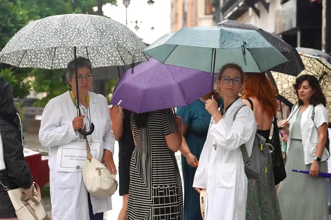 La Delegaci&oacute;n Provincial de Le&oacute;n de la Asociaci&oacute;n M&eacute;dicos Unidos por sus Derechos protagoniza una manifestaci&oacute;n para exigir un estatuto propio. Foto: Campillo