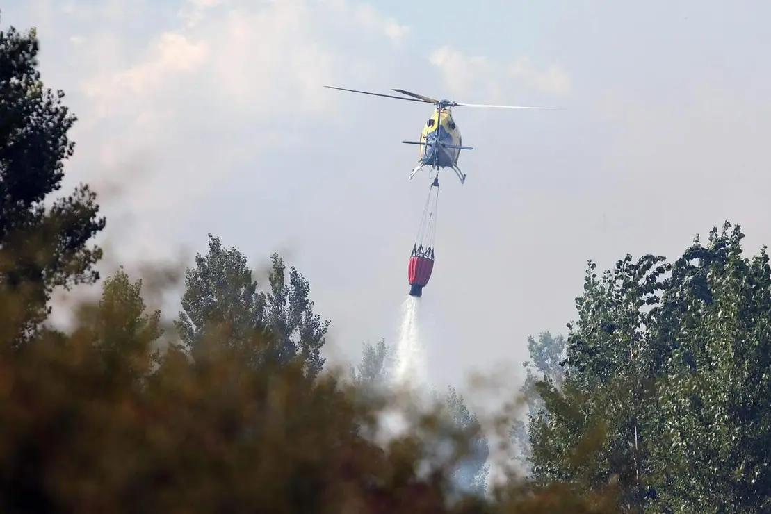 El incendio de Cifuentes de Rueda baja a nivel cero tras una noche de trabajo. La Junta rebaja la gravedad potencial del fuego, que lleg&oacute; a amenazar m&aacute;s de 30 hect&aacute;reas arboladas y moviliz&oacute; hasta 31 medios de extinci&oacute;n. Fotos: Peio Garc&iacute;a
