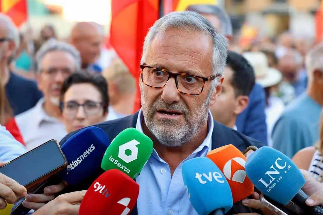Carlos Poll&aacute;n, durante la concentraci&oacute;n en Le&oacute;n capital. Foto: Campillo