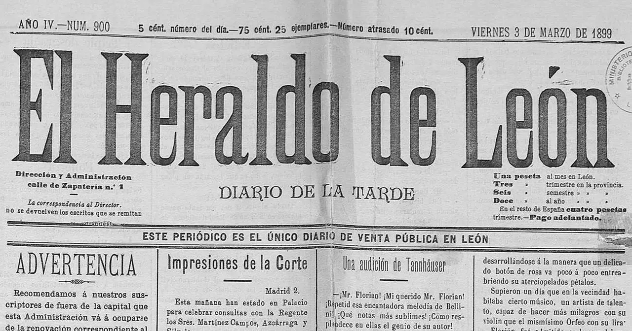 Portada del Heraldo de León, fundado en 1896 y editado hasta 1918.