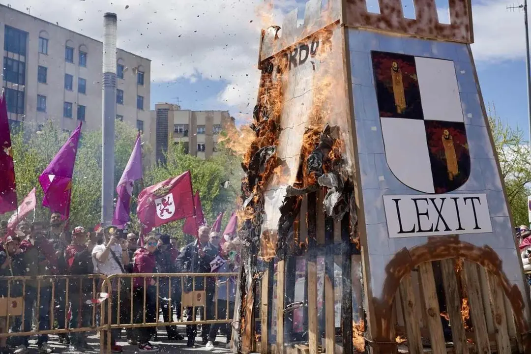 Imagen de una de las concentraciones de protesta en la jornada del Día de la Comunidad en León.