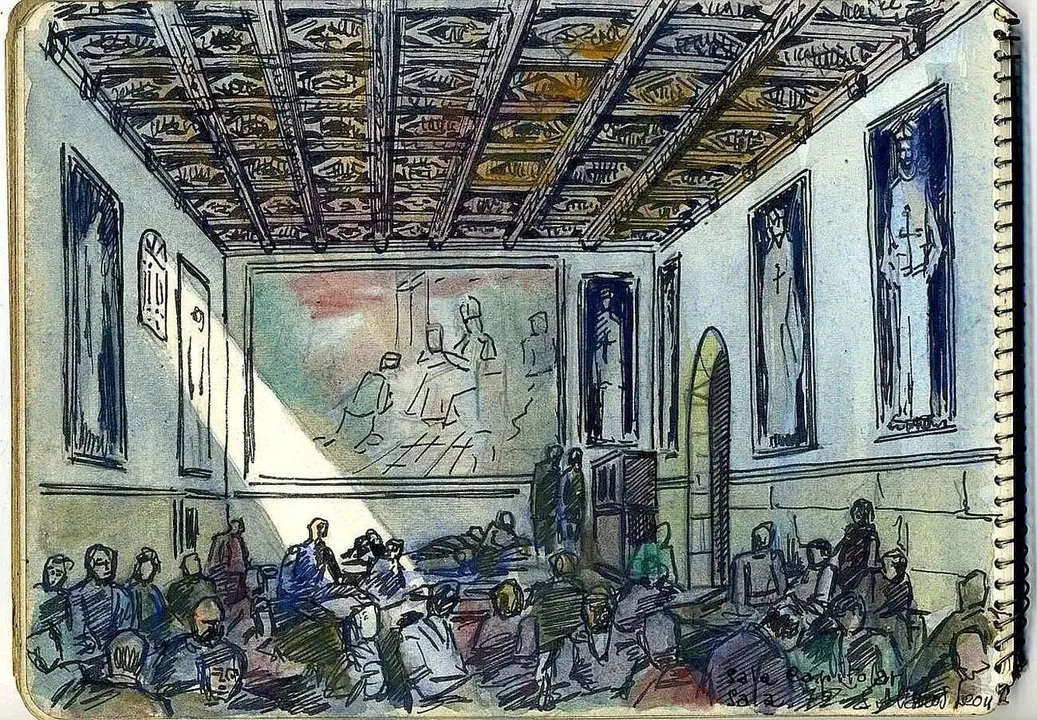 Dibujo del pintor Cástor González, preso en San Marcos.