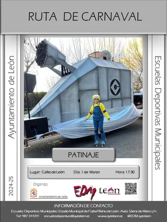 Cartel de la 'Ruta de Carnaval' de la escuela de patinaje de EDM.
