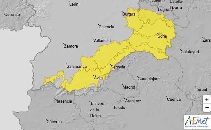 Activada la fase de alerta por episodio de nevadas en Ávila, Burgos, Salamanca, Segovia y Soria. Foto: Aemet Castilla y León.