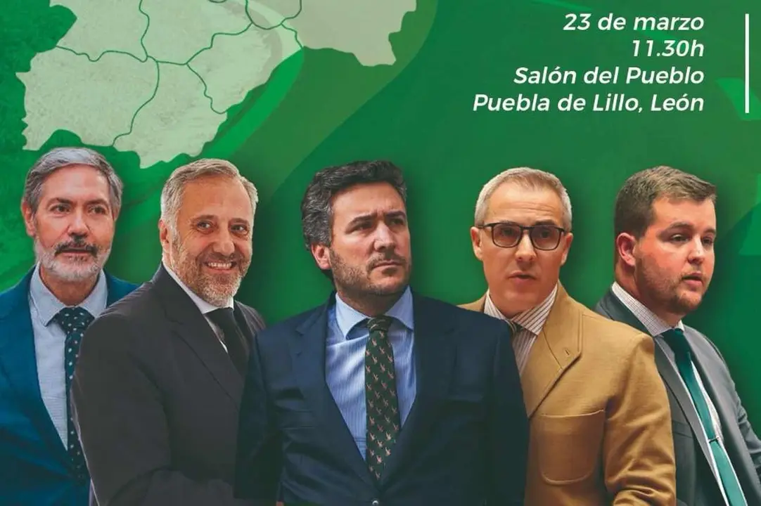 Imagen parcial del cartel del acto previsto por Vox en Puebla de lillo.