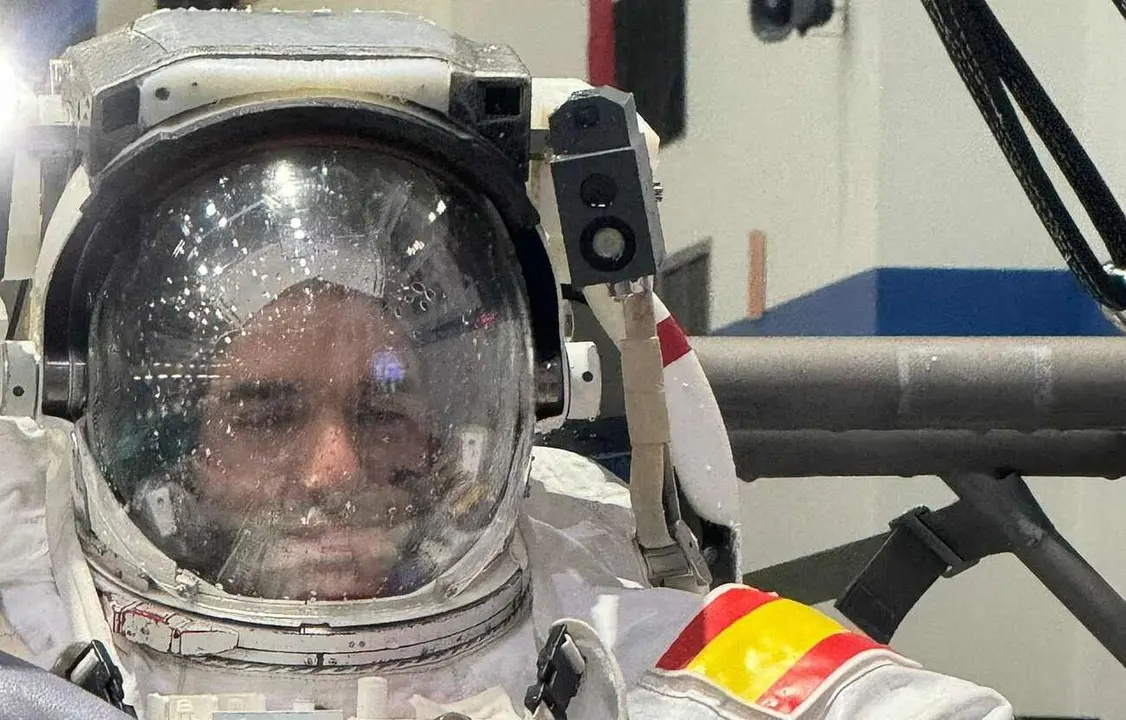 Pablo Álvarez, en el centro de entrenamiento de la Nasa, donde se ha sometido a la décima sesión de preparación para ir al espacio.
