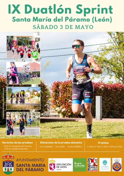 Cartel completo del IX Duatlon Sprint Santa María del Páramo.