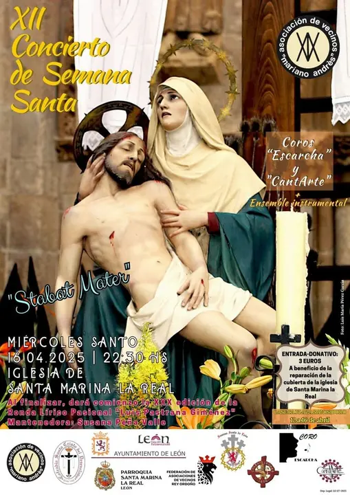 Cartel completo del XII Concierto de Semana Santa de la Cofradía del Santo Cristo del Desenclavo.