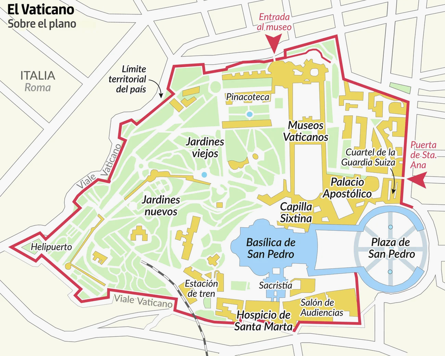 Mapa de El Vaticano, el país más pequeño del mundo. Licencia y elaboración: Nuevo Orden