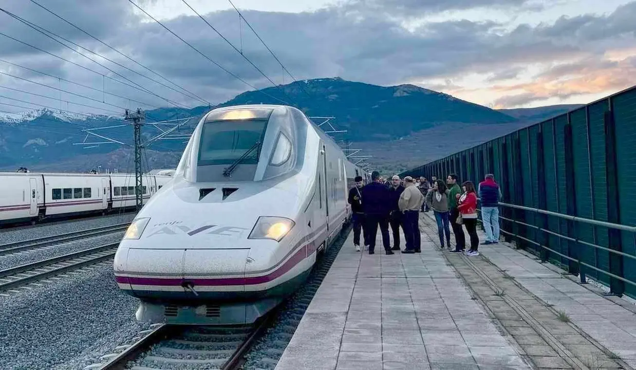 Tren de alta velocidad parado en el trayecto Valladolid-Madrid.