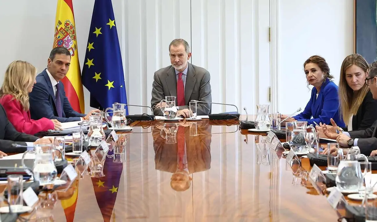 Un instante de la reunión del Consejo de Seguridad Nacional en Moncloa.
