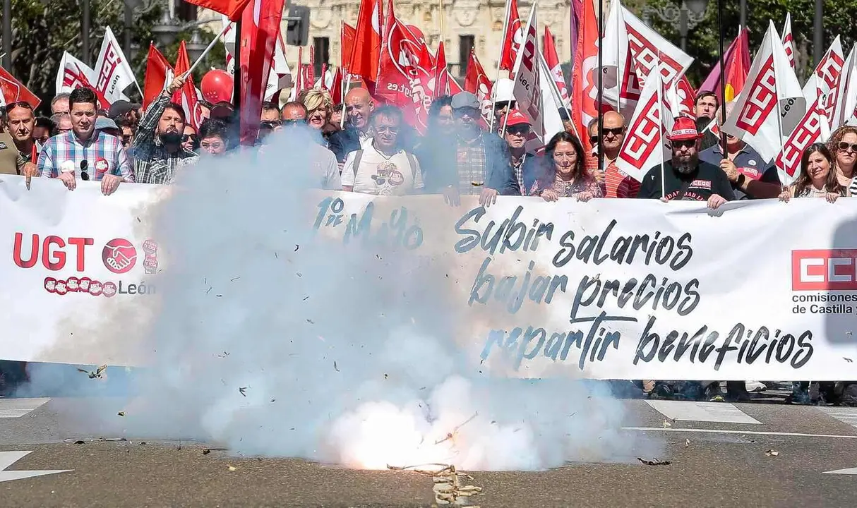 Manifestación en León con motivo del Primero de Mayo.