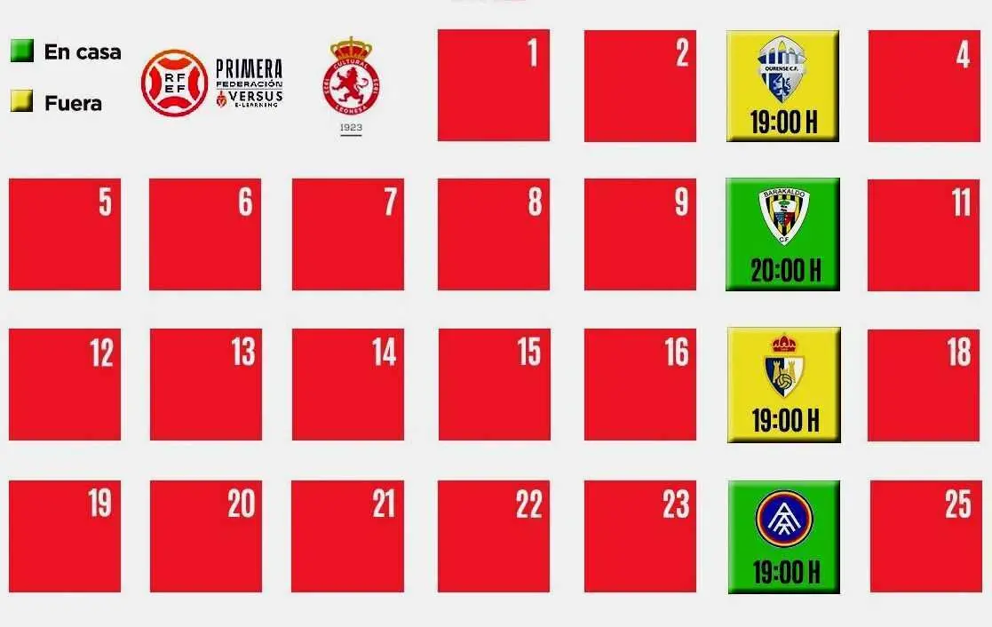 Imagen del calendario de partidos para el mes de mayo.