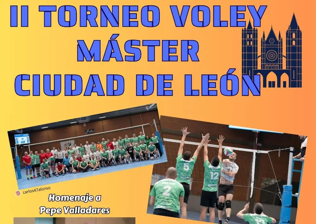 Parte del cartel del II torneo Voley Máster Ciudad de León Memorial Ignacio García como parte del homenaje a Pepe Valladares.