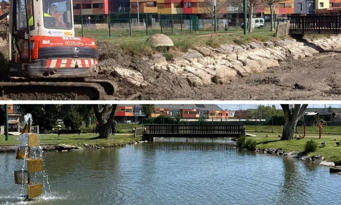 Imagen del Jardín de los Patos de San Andrés en su antes y después.