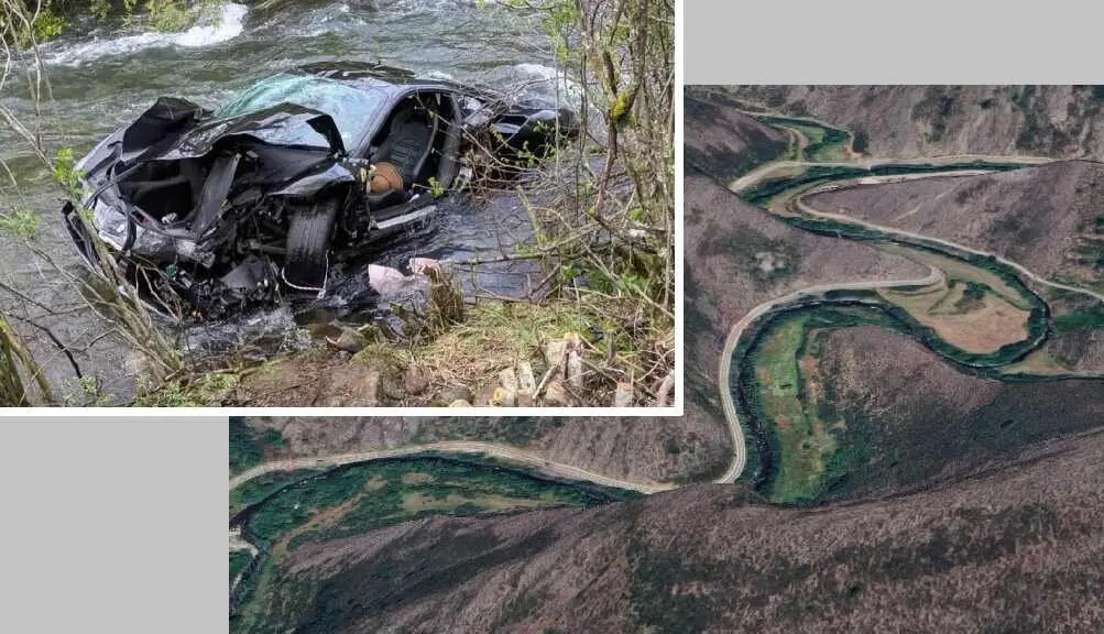 Imagen del Ferrari accidentado y de la zona por la que circulaba en una imagen de Google Maps.