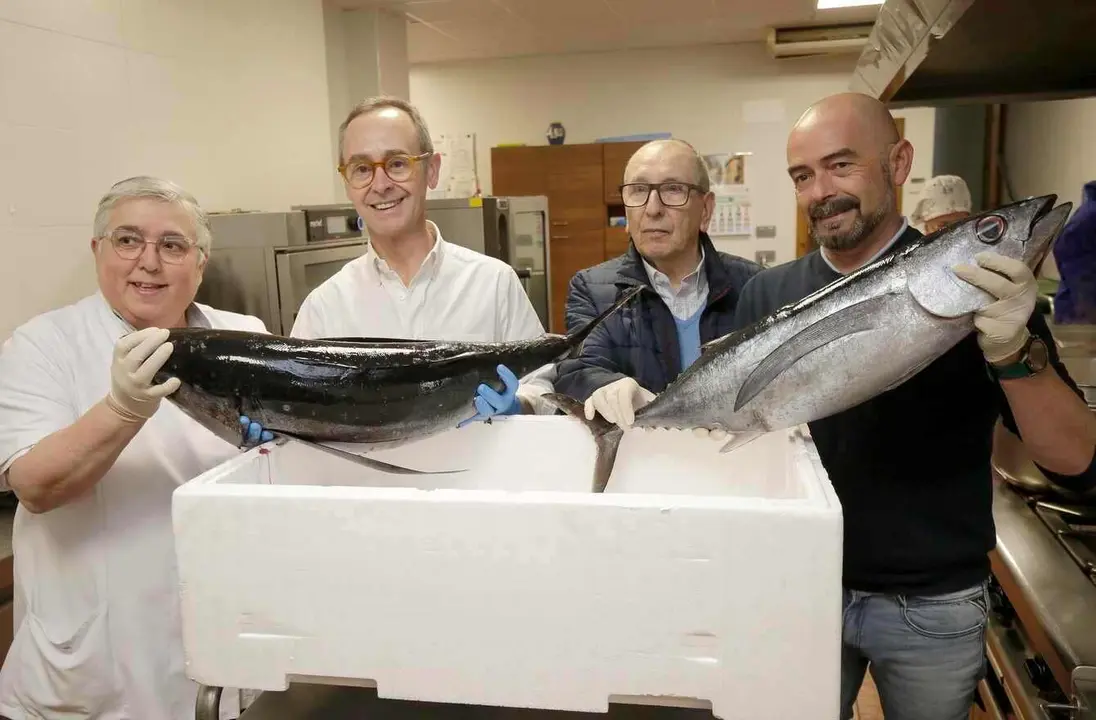 Alimerka dona a la Asociación Leonesa de Caridad el primer bonito del norte rulado en Avilés