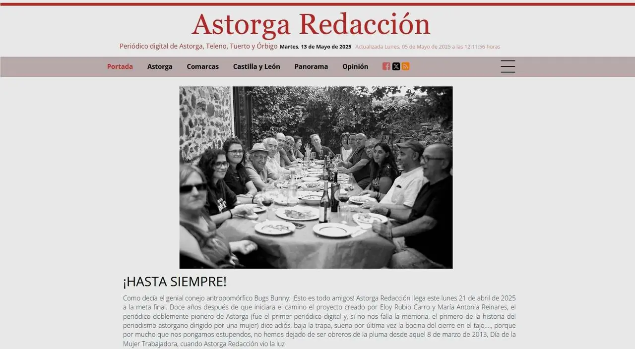 Imagen de la portada de despedida de Astorga Redacción, con Maria Antonia Reinares en primer término.