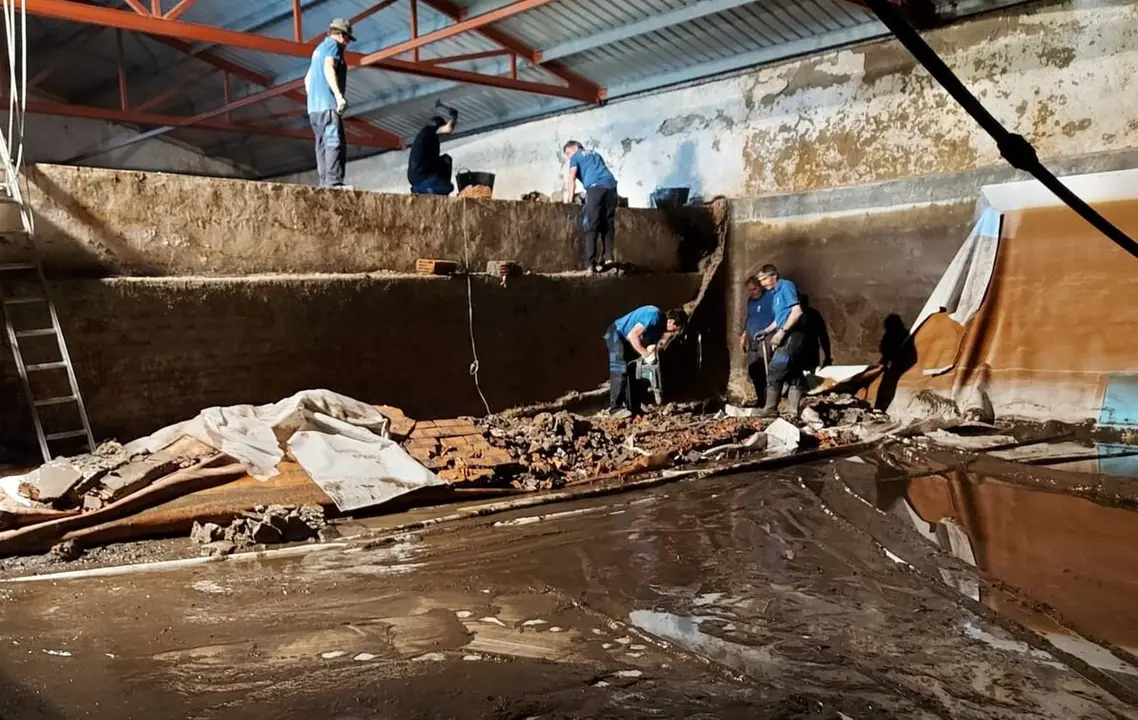 Caída del muro del depósito de agua de Villafranca del Bierzo en 2024