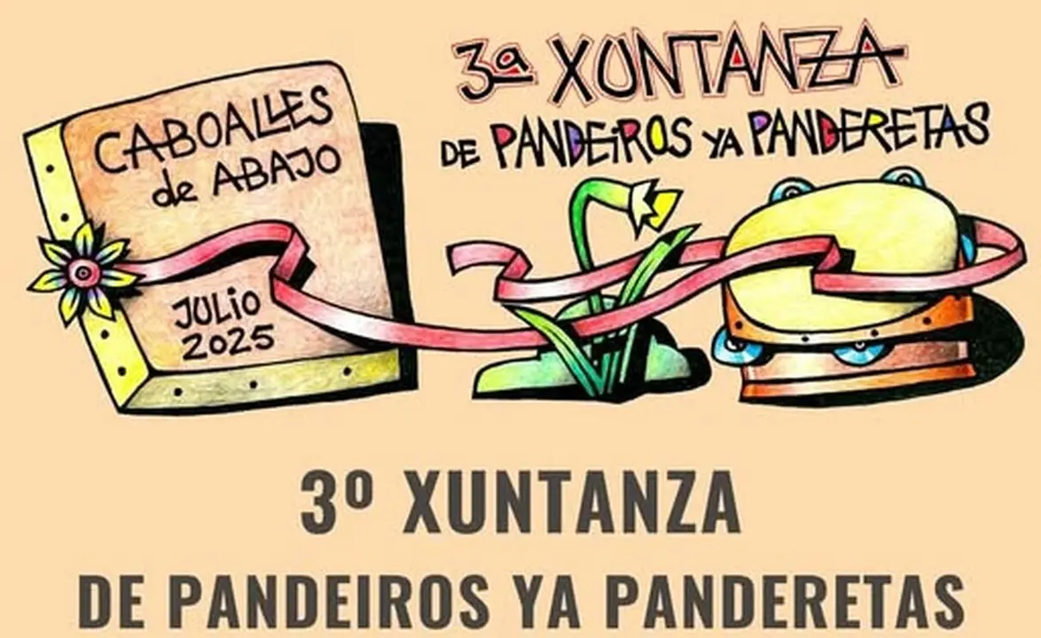 Cartel oficial de la III Xuntaza de Pandeiros ya Panderetas.