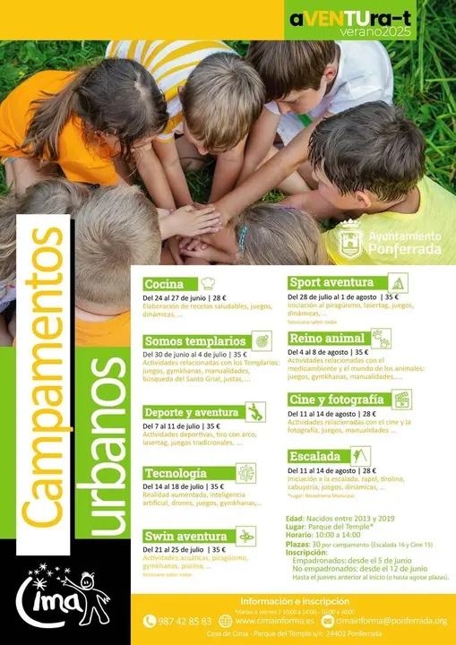 Imagen del cartel de campamentos urbanos.